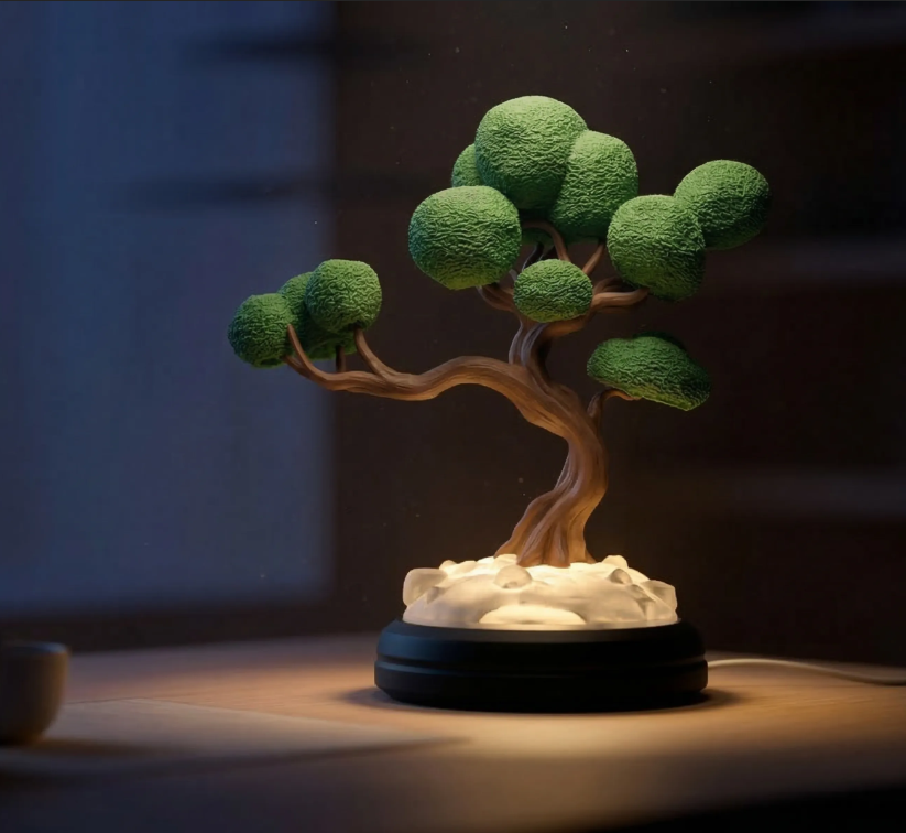 3D Printed Bonsai Tree LED Table Lamp view 2